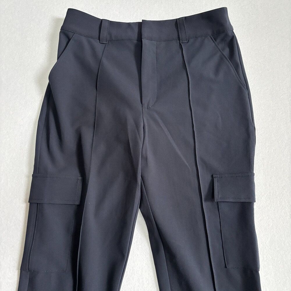 Cinq à Sept Norah Split-cuff Crepe Pants Women's 4 Navy Blue Cargo High Rise - Picture 3 of 7